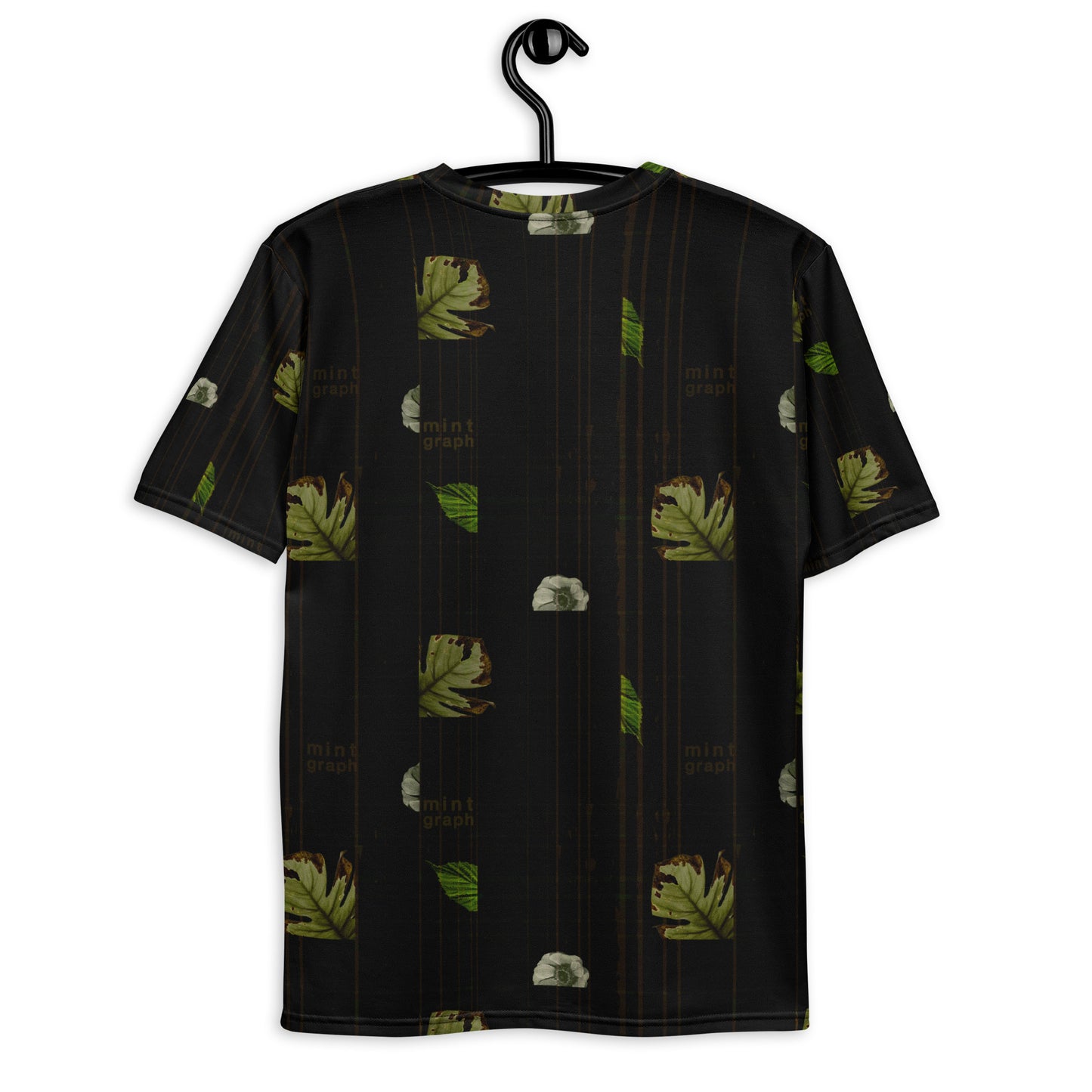 Maglietta uomo stampa allover - pattern design foglie colore scuro