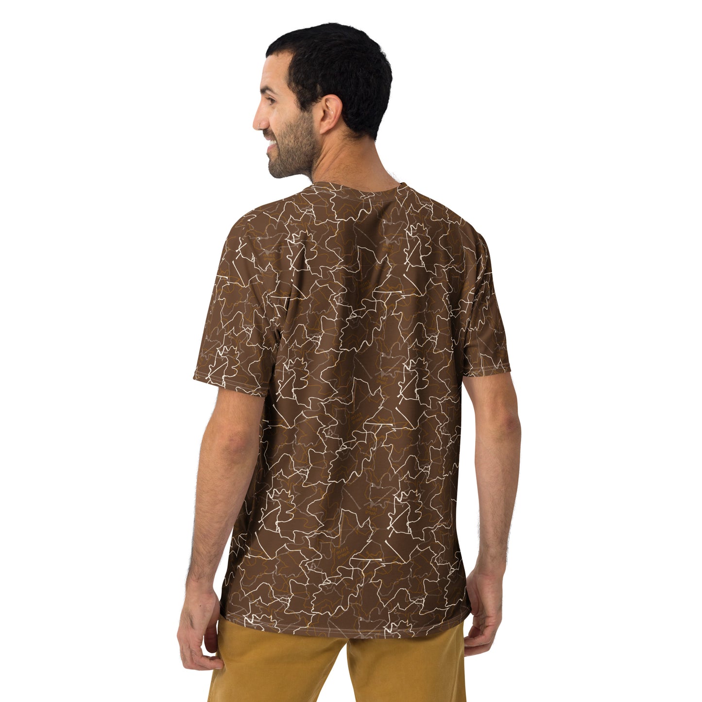 Maglietta uomo stampa allover - pattern design foglie colore marrone