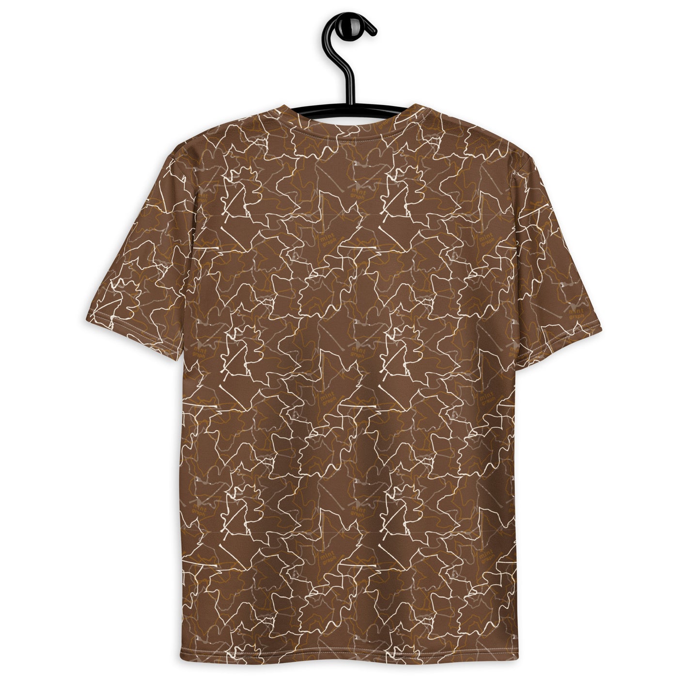 Maglietta uomo stampa allover - pattern design foglie colore marrone