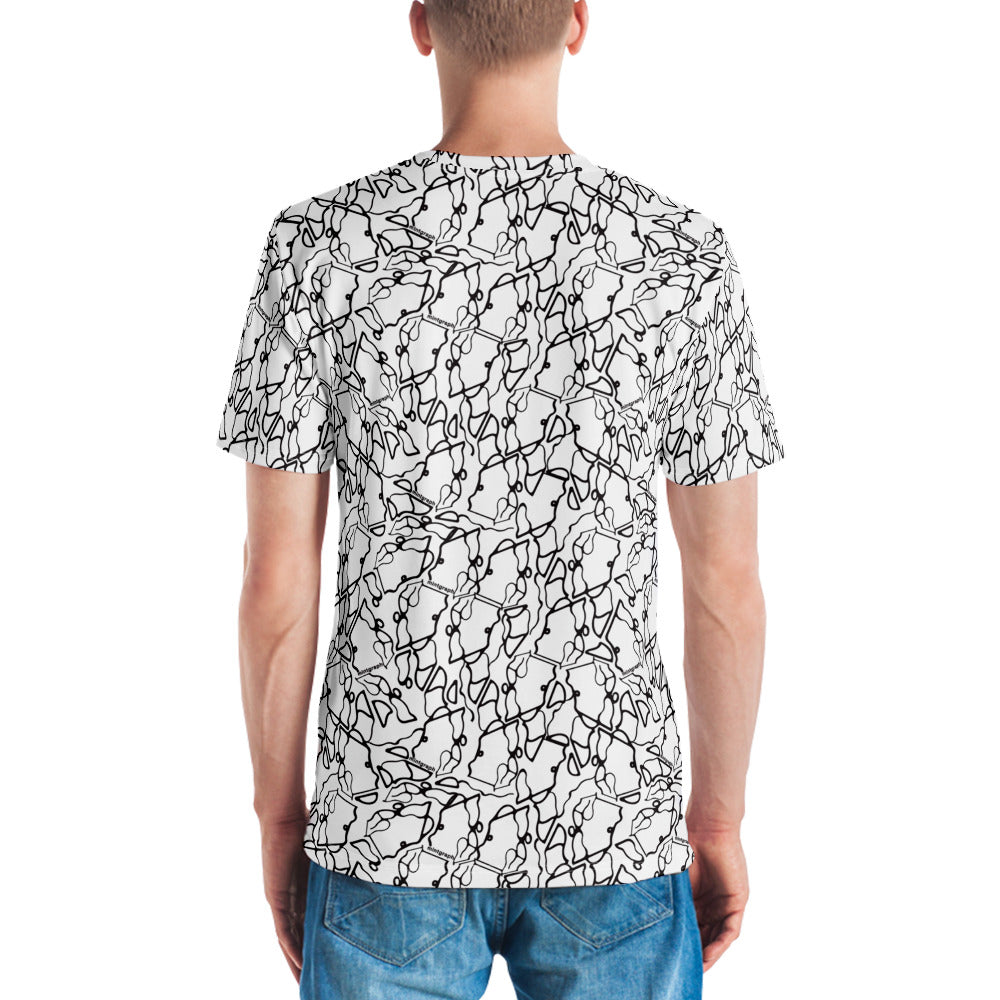 Maglietta uomo stampa allover - pattern design bianco/nero