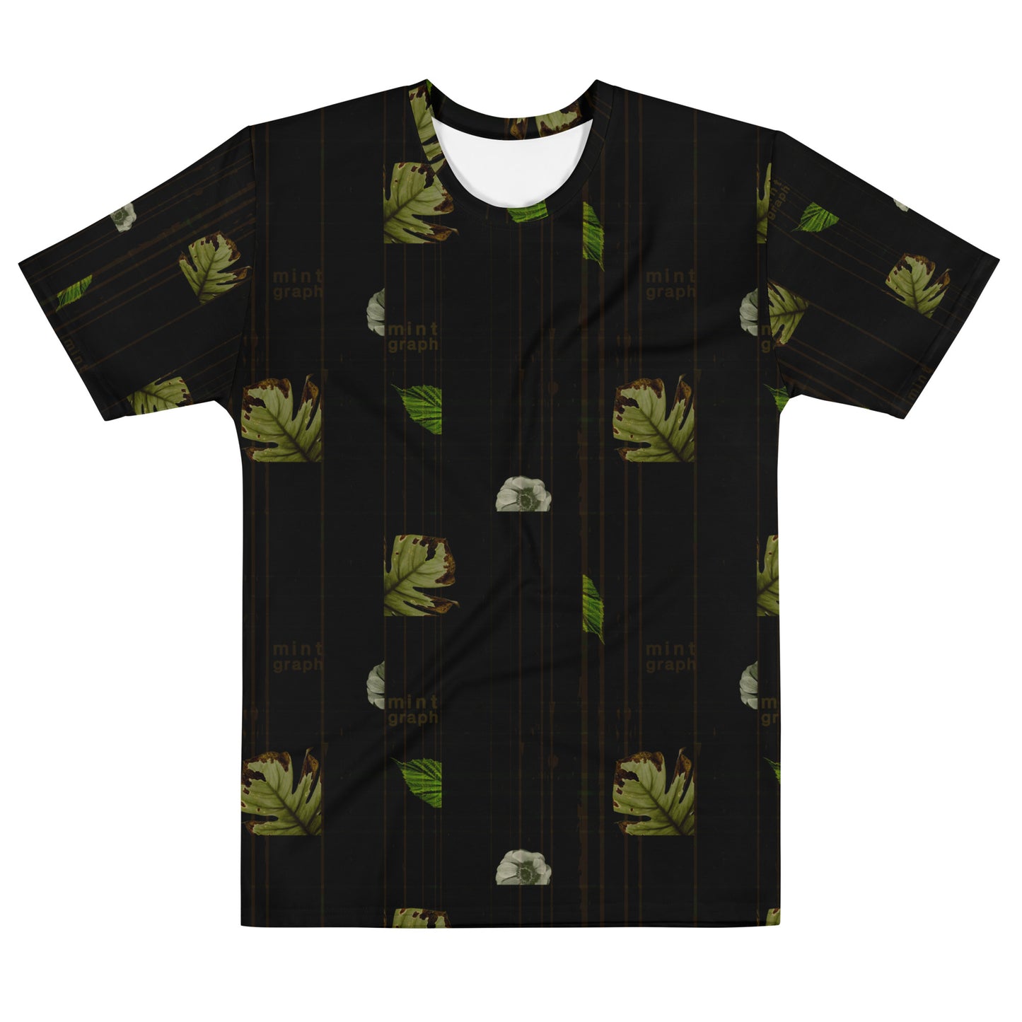 Maglietta uomo stampa allover - pattern design foglie colore scuro