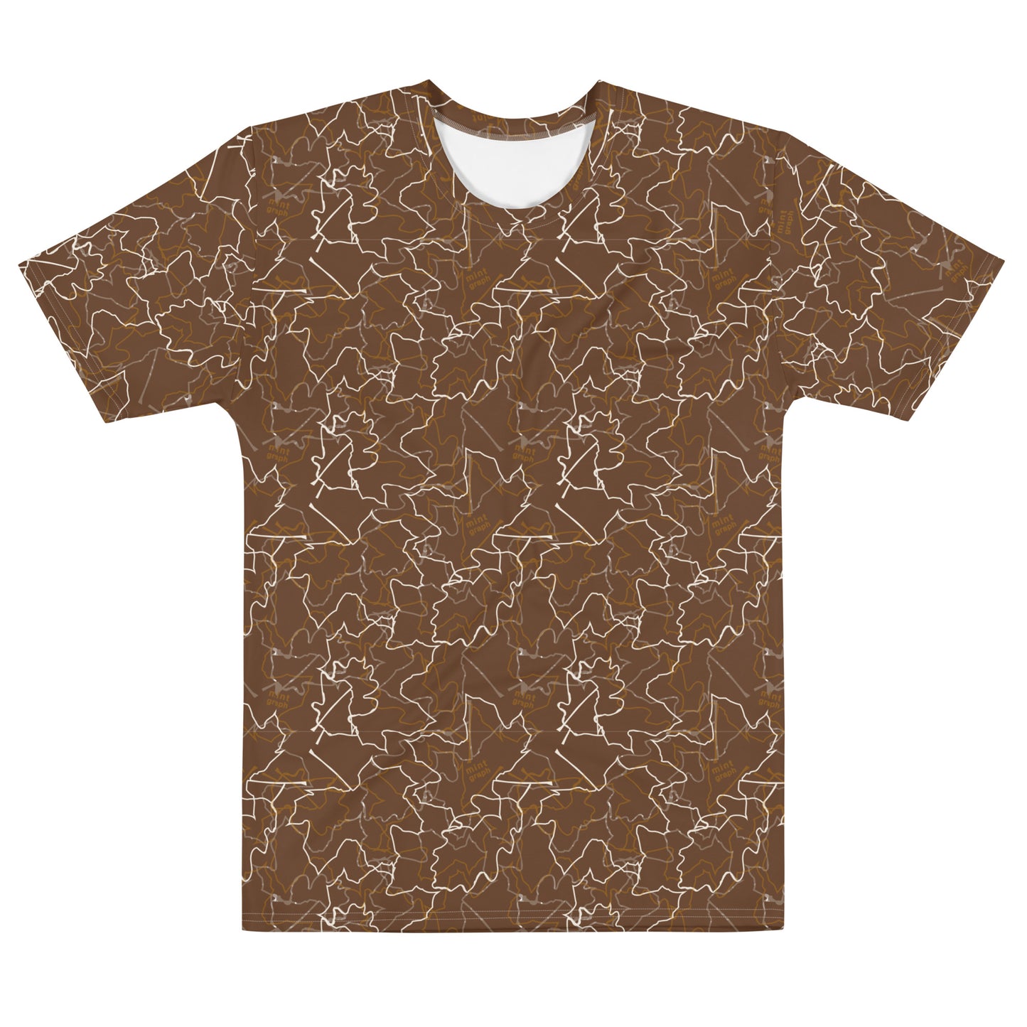 Maglietta uomo stampa allover - pattern design foglie colore marrone