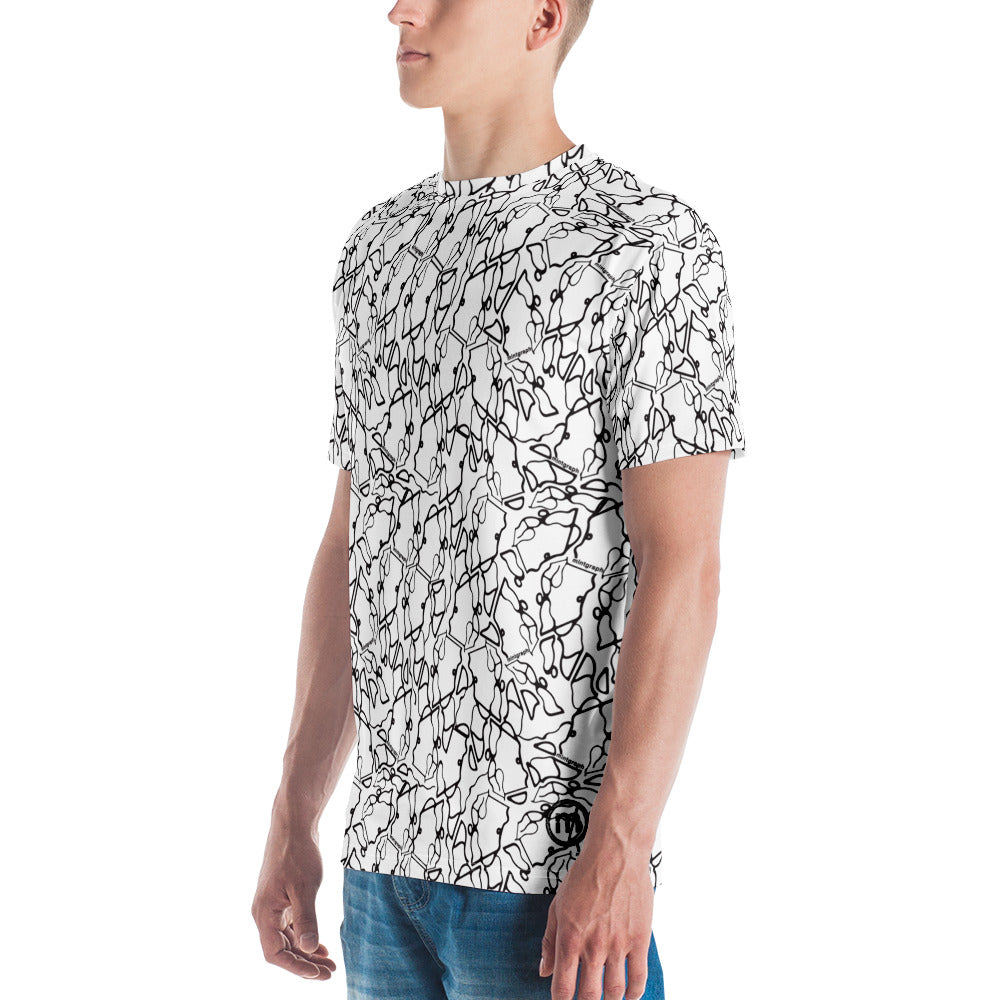 Maglietta uomo stampa allover - pattern design bianco/nero