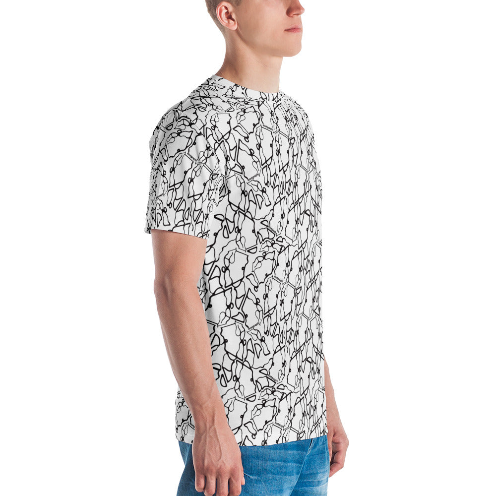 Maglietta uomo stampa allover - pattern design bianco/nero