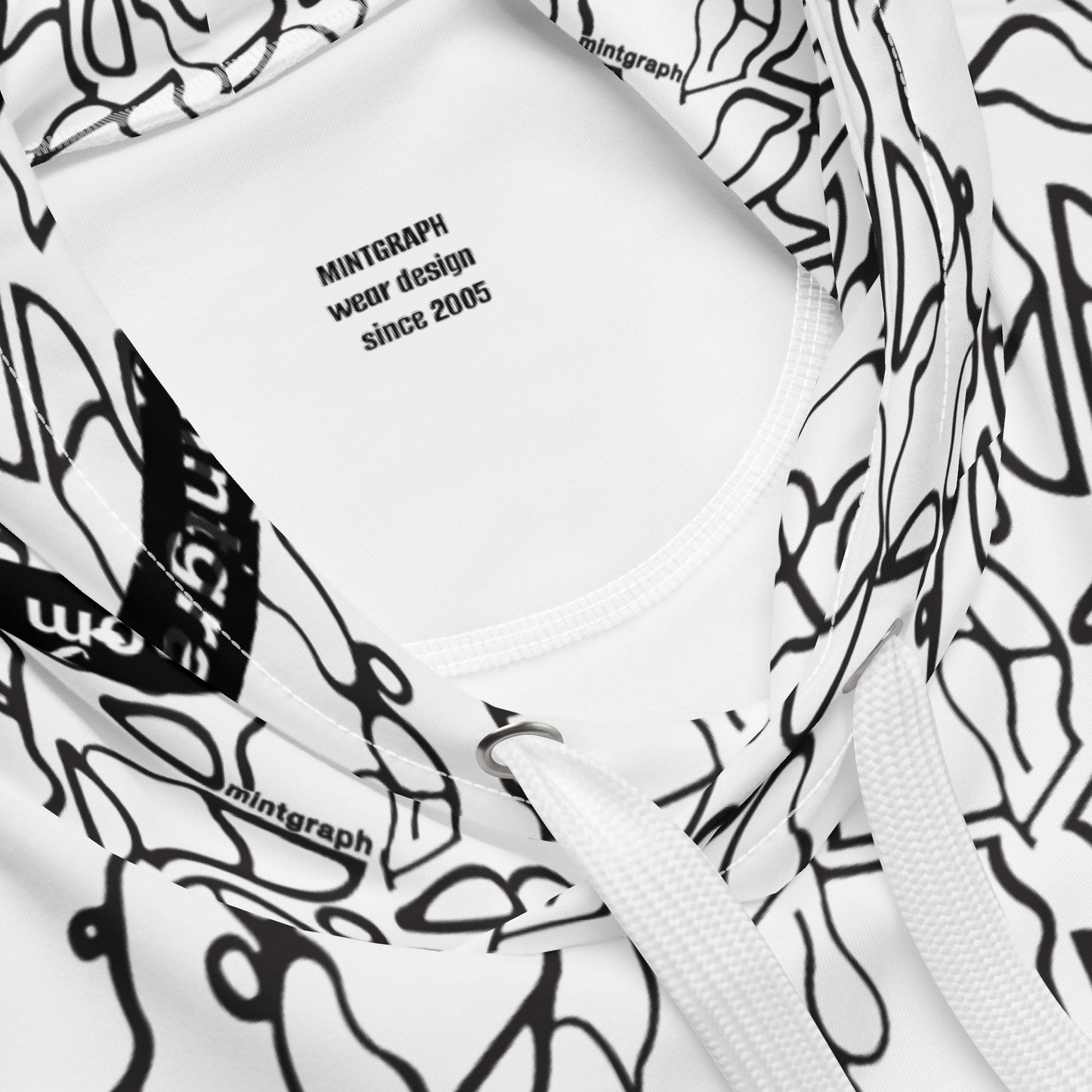Felpa con cappuccio stampa allover - Logo design nero/bianco