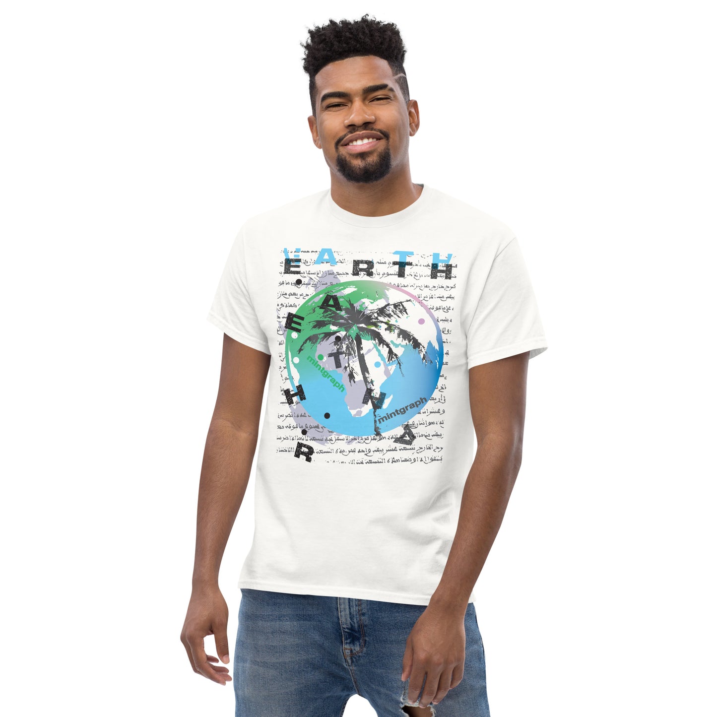 T-shirt classica con stampa design palma mondo