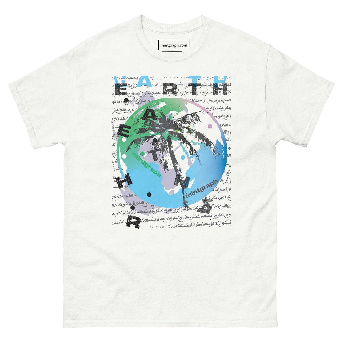 T-shirt classica con stampa design palma mondo