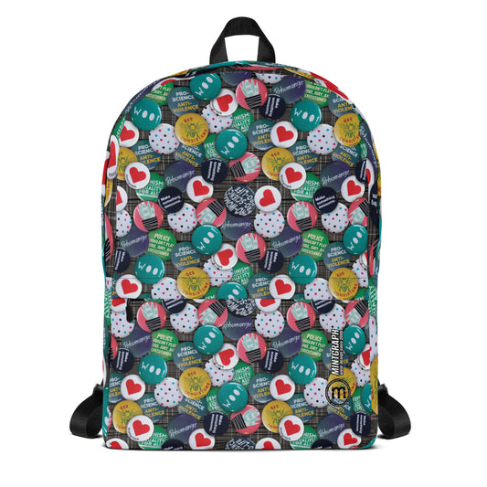 Backpack with allover print - colorful pin design