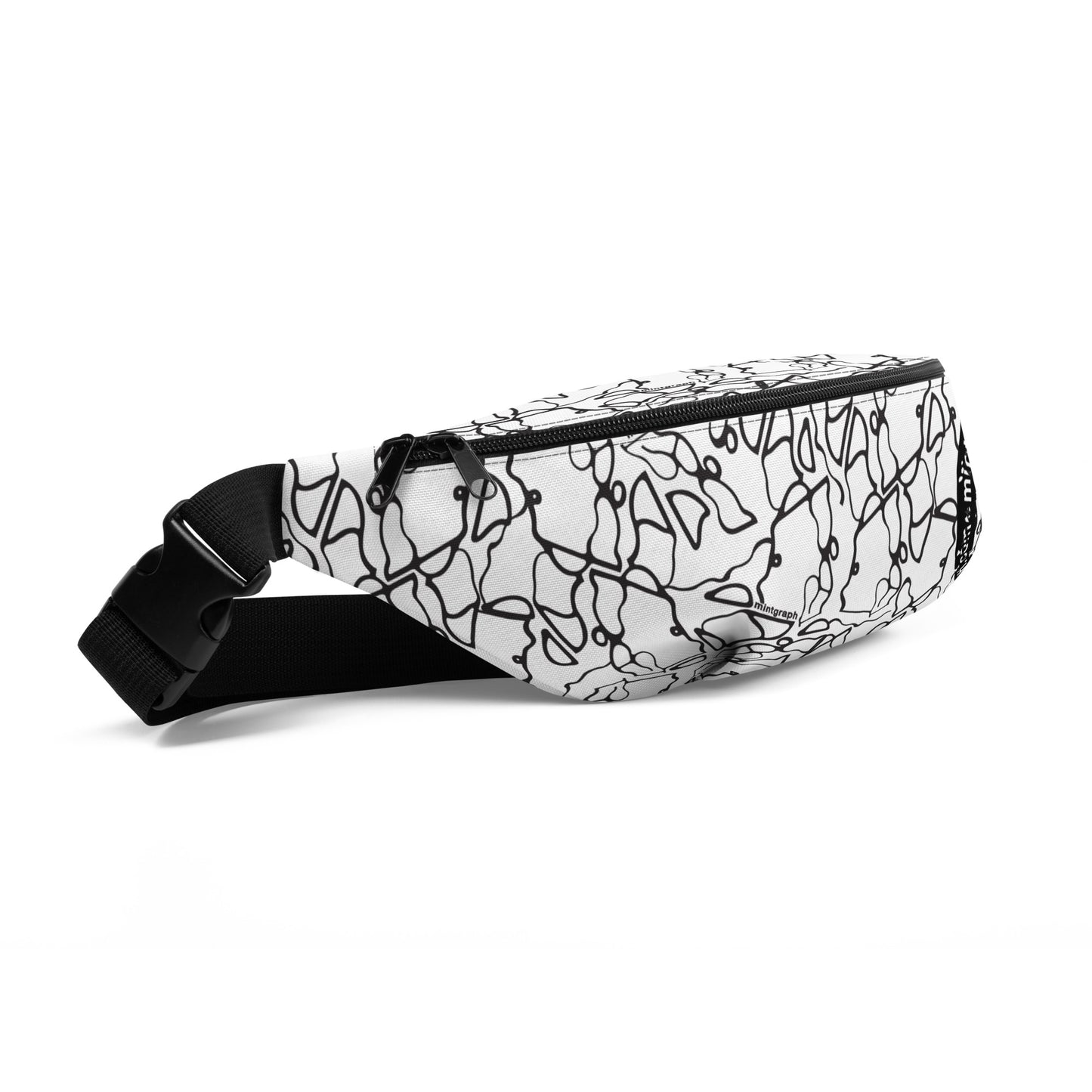 black/white bum bag Logo design - allover print