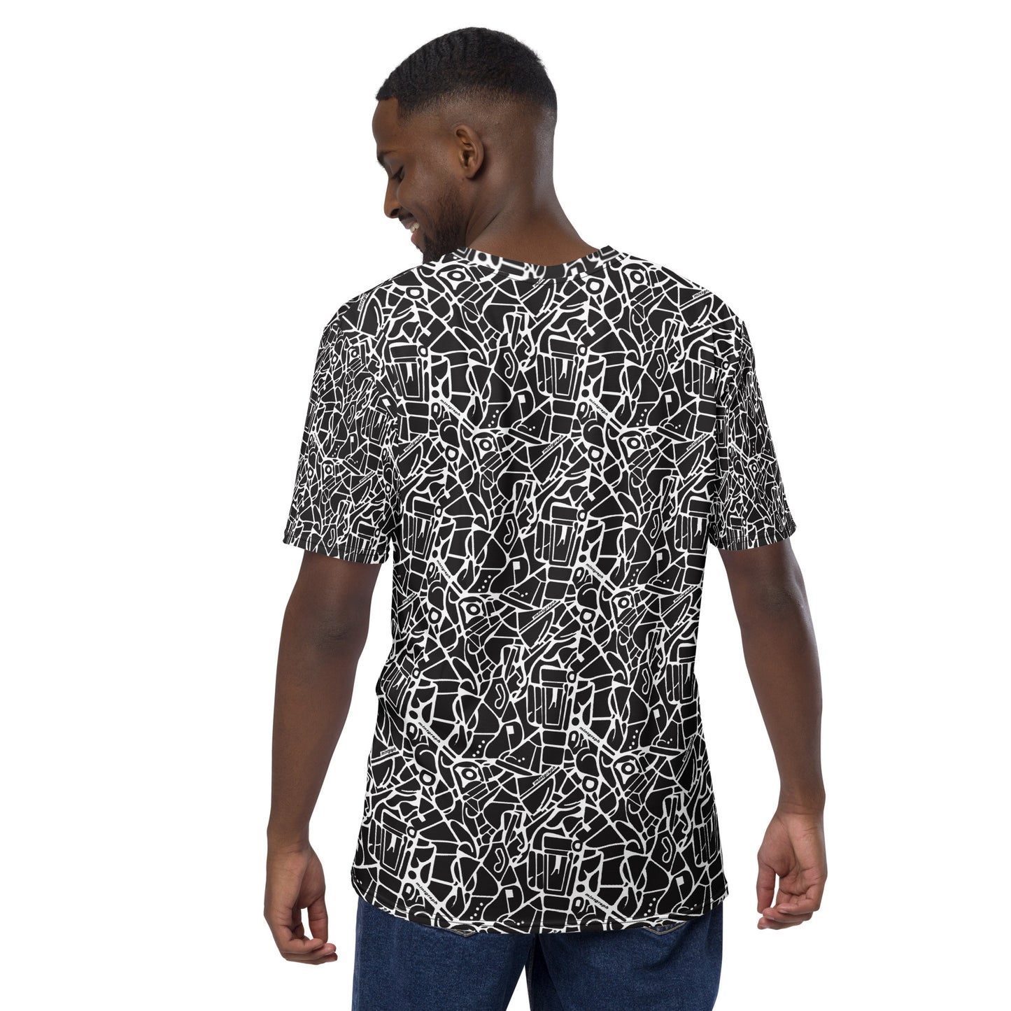 Men's allover print t-shirt - black/white pattern design