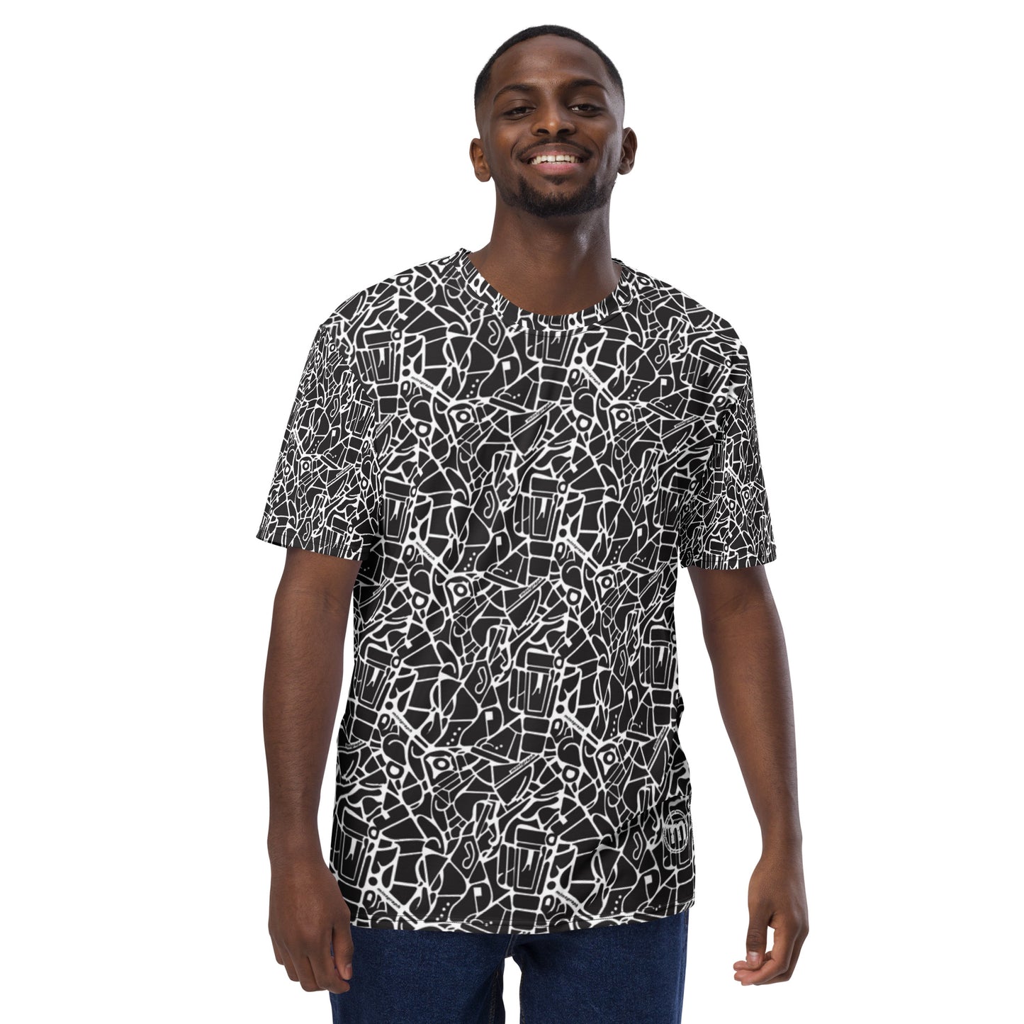 Men's allover print t-shirt - black/white pattern design