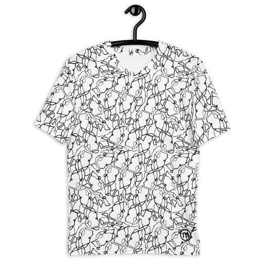 Men's allover print t-shirt - white/black pattern design