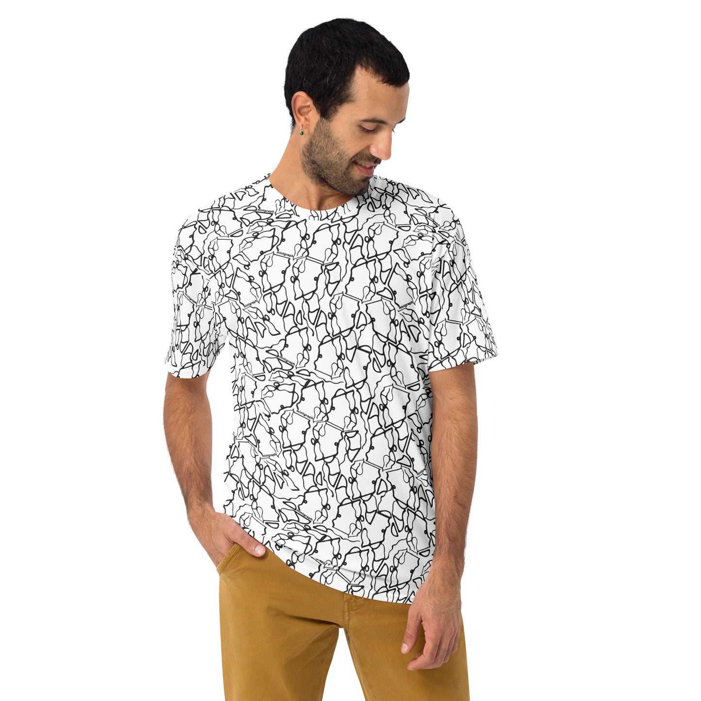 Men's allover print t-shirt - white/black pattern design