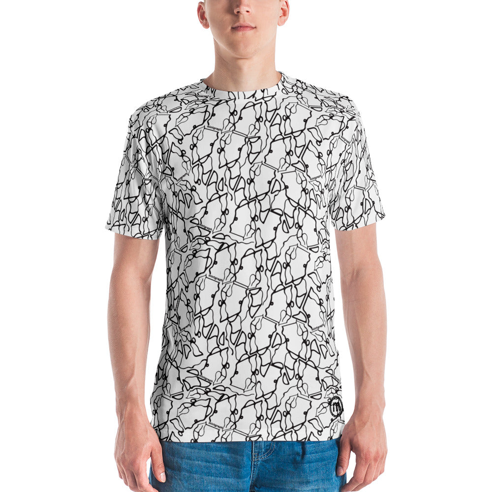 Men's allover print t-shirt - white/black pattern design