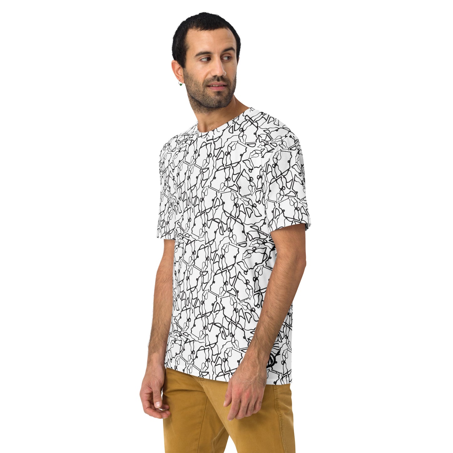 Men's allover print t-shirt - white/black pattern design