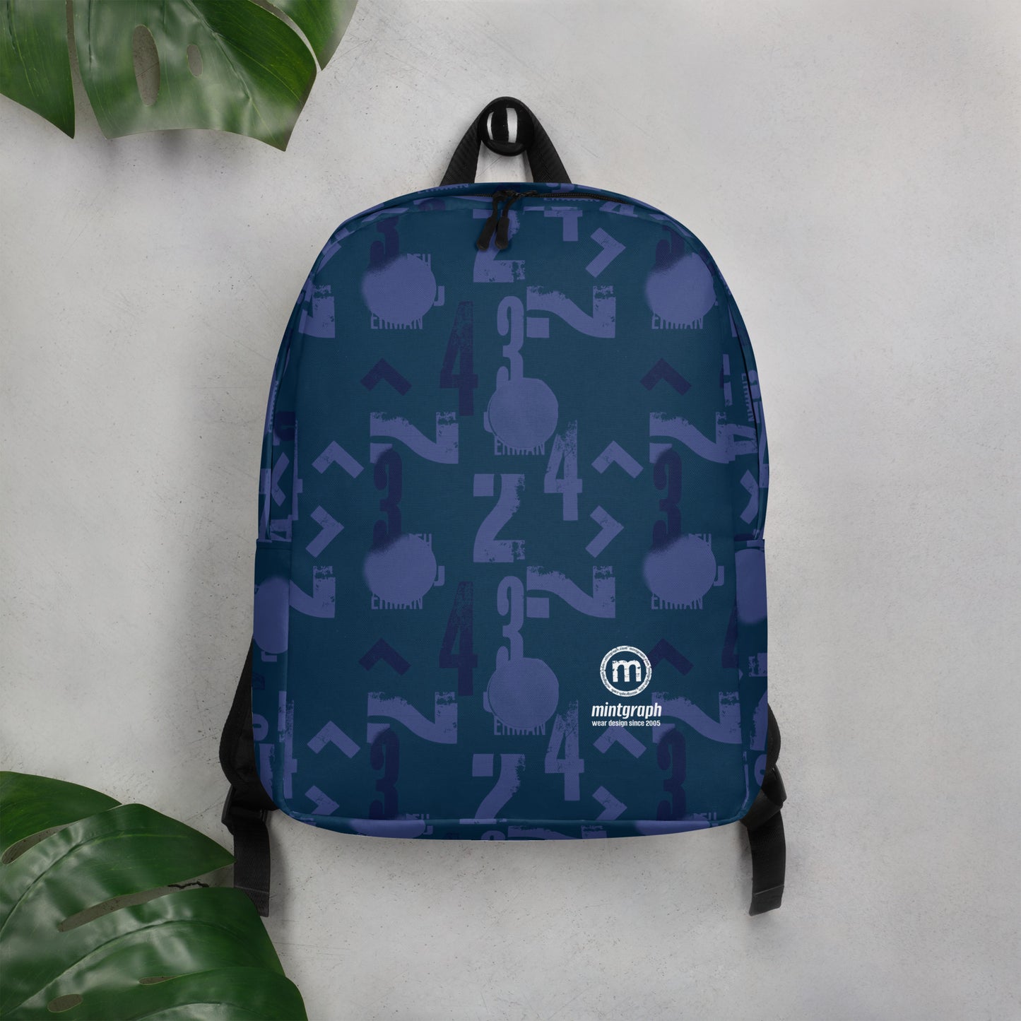 Backpack with allover print - number pattern - blue color