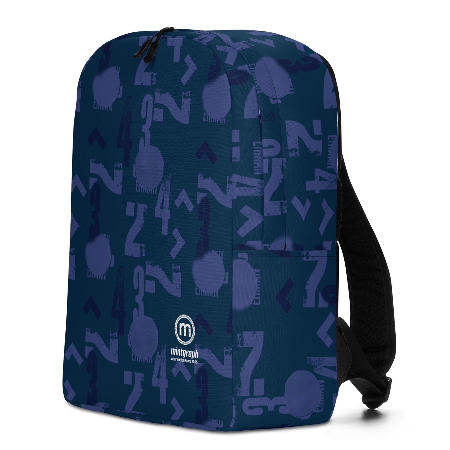 Backpack with allover print - number pattern - blue color