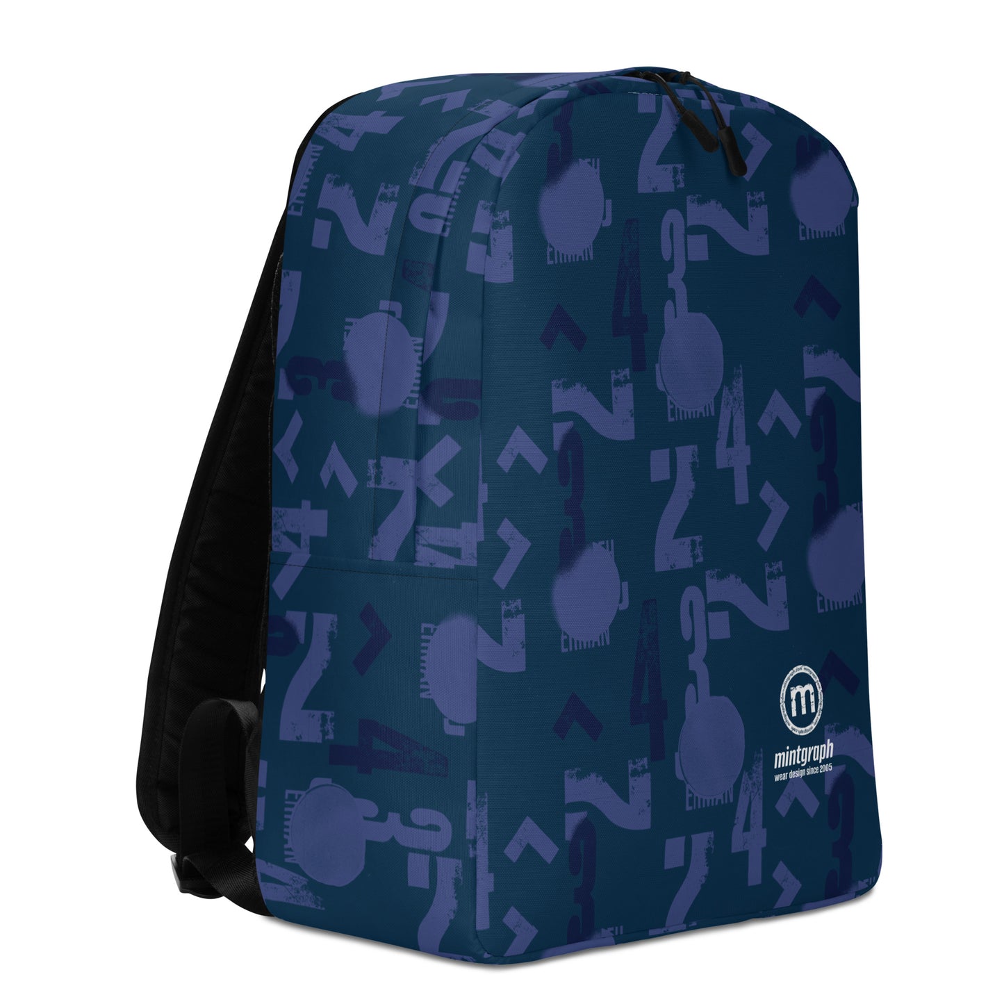 Backpack with allover print - number pattern - blue color