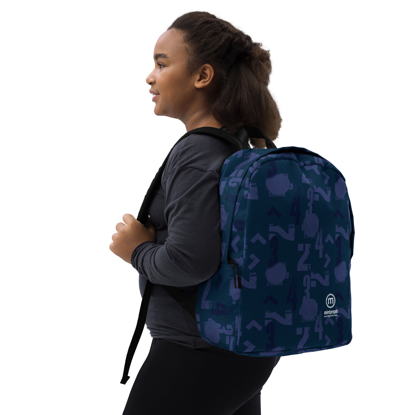 Backpack with allover print - number pattern - blue color