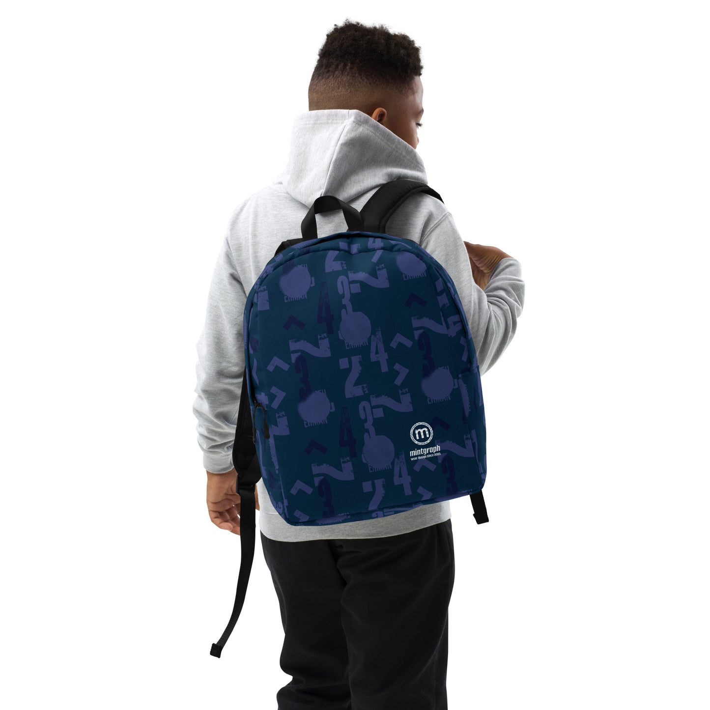 Backpack with allover print - number pattern - blue color