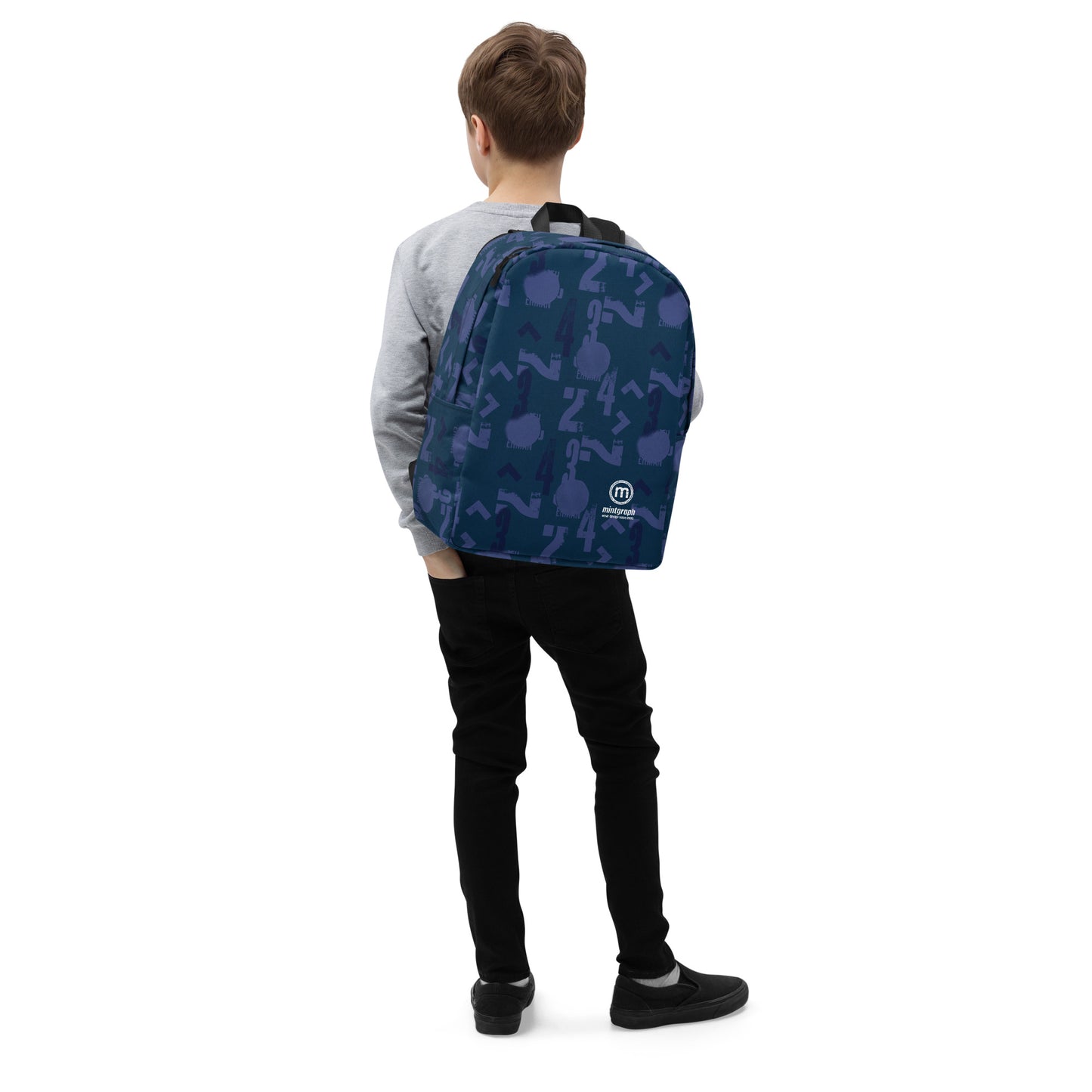 Backpack with allover print - number pattern - blue color