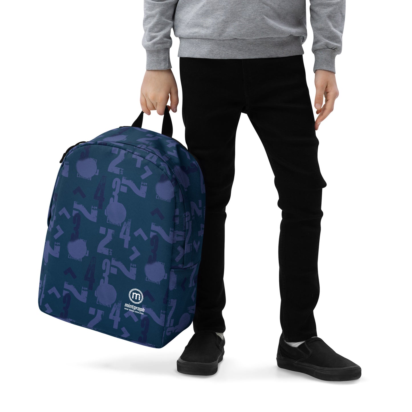 Backpack with allover print - number pattern - blue color