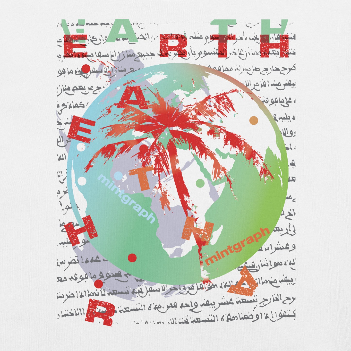 Unisex T-shirt with colorful print - world palm design