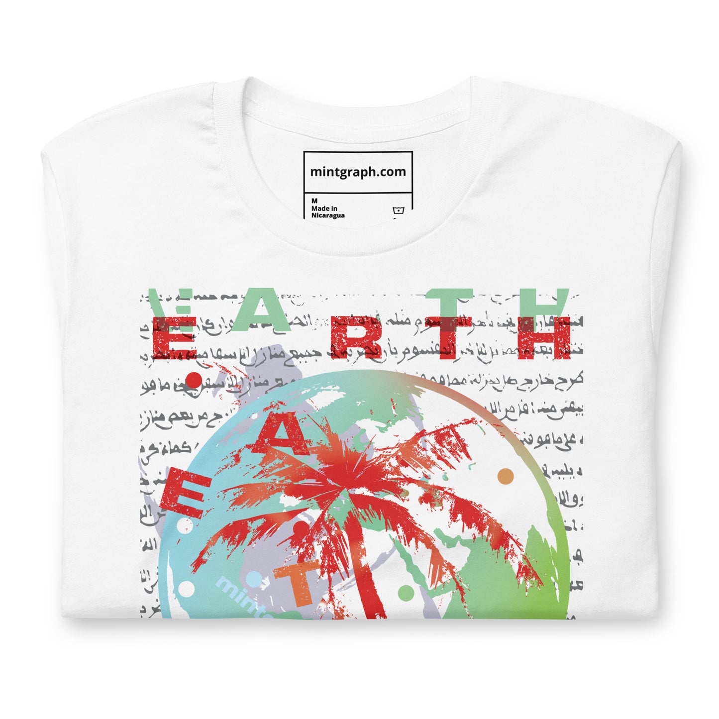 Unisex T-shirt with colorful print - world palm design